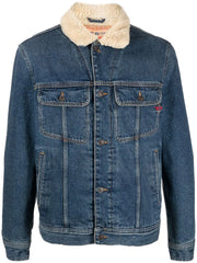 Diesel D-Barcy-T shearling-collar denim jacket