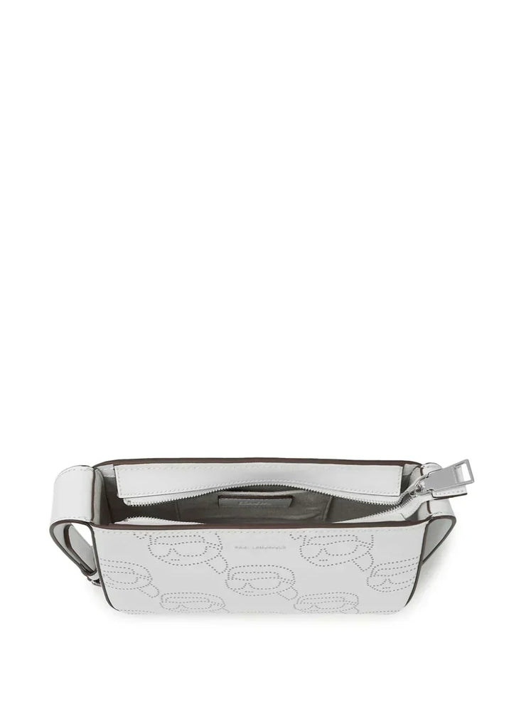 KARL LAGERFELD IKONIK PERFORATED LEATHER SHOULDER BAG