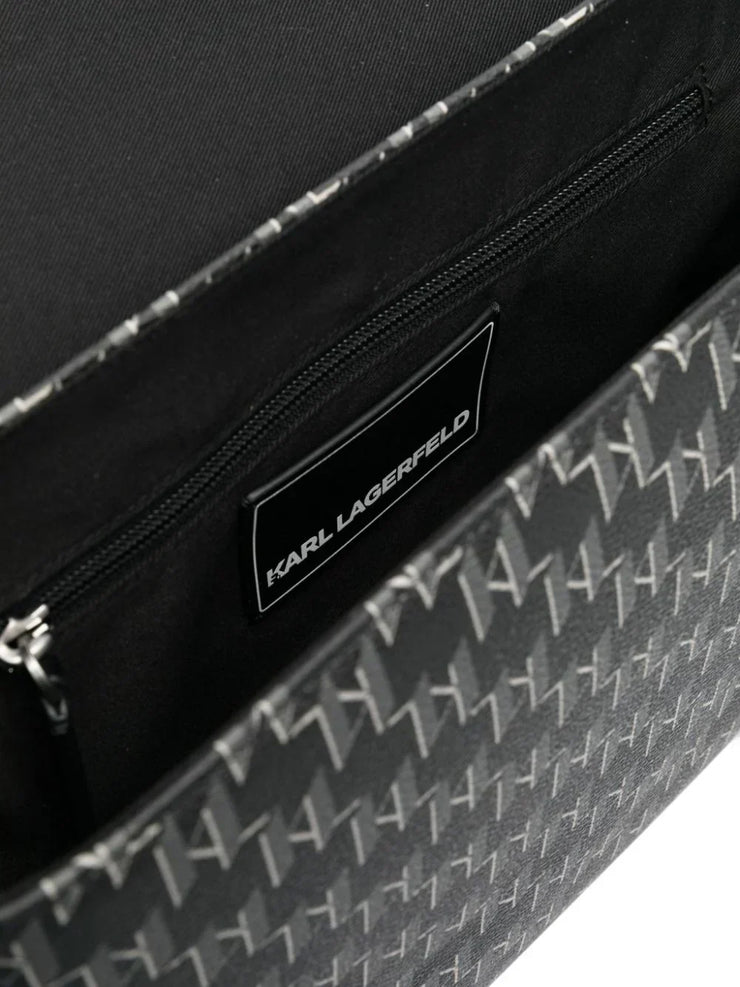 KARL LAGERFELD LOGO-EMBOSSED MESSENGER BAG